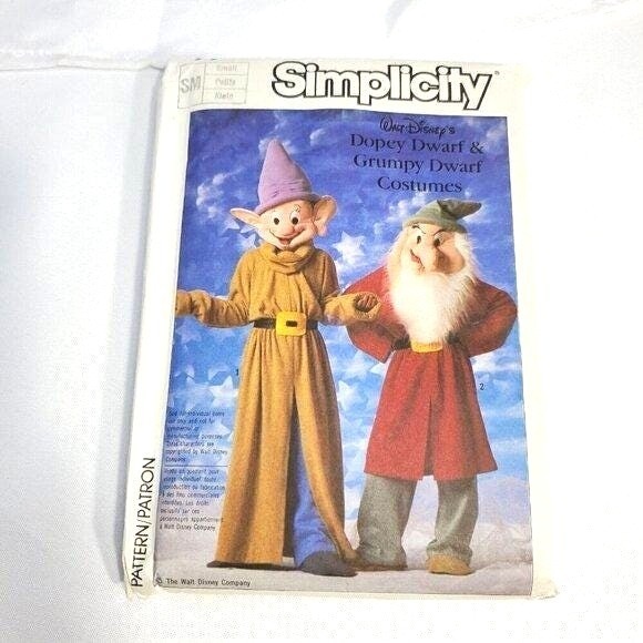 Simplicity Other - Simplicity Disney Dopey & Grumpy Dwarf Costume Sewing Pattern 7736-Uncut Adult S